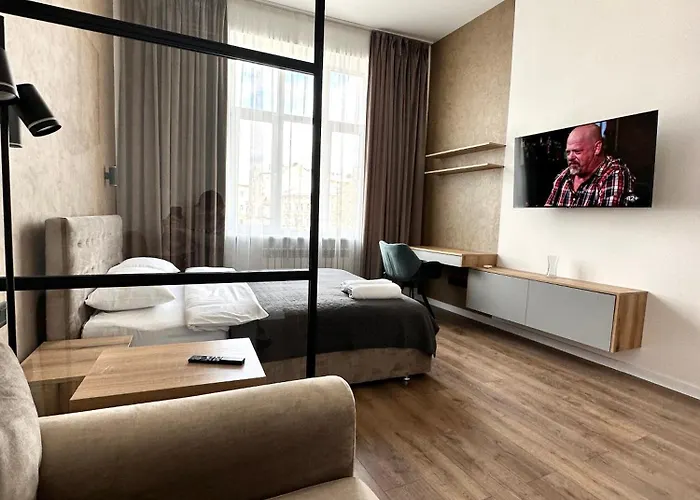 Romantic Apartments - In The Center Of Lviv , King-Size Bed